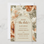 Minimalist Boho Burnt Orange Sage Save The Date Einladung (Vorderseite)