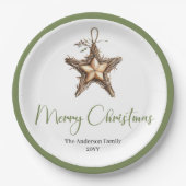 Minimalist Boho Christmas Bouquet in Botanical Pappteller (Vorderseite)