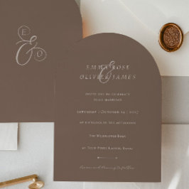 Minimalist Boho Cocoa Braun Elfenbein Schrift Hoch Einladung