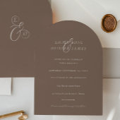 Minimalist Boho Cocoa Brown Ivory Script Wedding Einladung