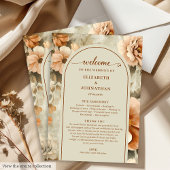 Minimalist Boho Copper Ivory Sage Floral Wedding  Programm