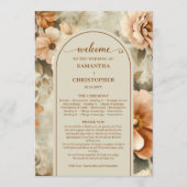 Minimalist Boho Copper Ivory Sage Floral Wedding Programm (Vorderseite)