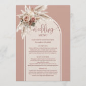 Minimalist Boho Dusty Pink Pampas Sage Floral Menu Menükarte (Vorderseite)