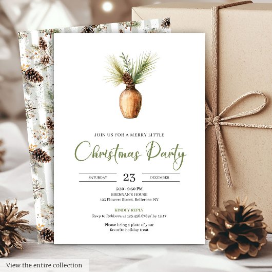 Minimalist Boho Earthy Watercolor Christmas Invite Einladung
