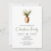 Minimalist Boho Earthy Watercolor Christmas Invite Einladung (Vorderseite)