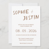 Minimalist Boho Elegante Skript Hochzeit Einladung (Vorderseite)