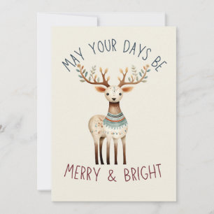 Minimalist Boho Erdtöne Süße Rentiere Weihnachten