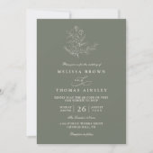 Minimalist Boho Floral Sage Modern QR Code Wedding Einladung (Vorderseite)