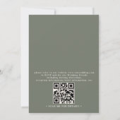 Minimalist Boho Floral Sage Modern QR Code Wedding Einladung (Rückseite)