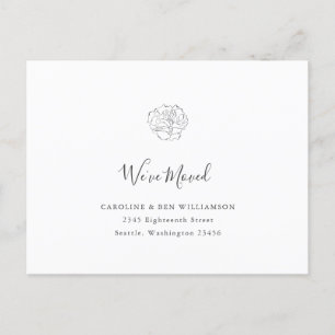 Minimalist Boho Floral Umzug Adresse Weiß Postkarte