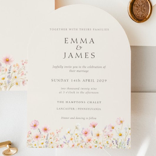 Minimalist Boho Floral Wedding Invitation Einladung