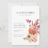 Minimalist Boho Flower Tiny Bird Baby Shower   Einladung (Vorderseite)
