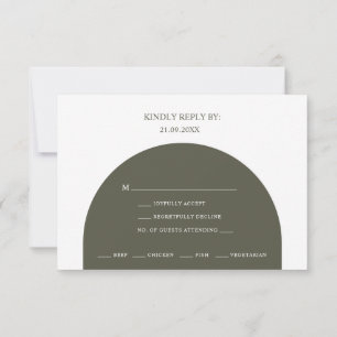 Minimalist Boho Grüne Bogen Menü Auswahl RSVP Kart Karte