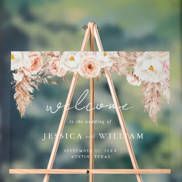Minimalist Boho Herbst-Blumen-Hochzeitsbegrüßung Acrylschild