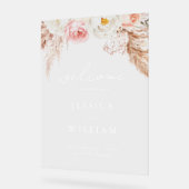 Minimalist Boho Herbst-Blumen-Hochzeitsbegrüßung Acrylschild (Winkel)