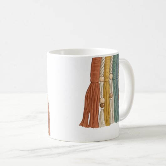 Minimalist Boho Macramé Rainbow Kaffeetasse (VorderseiteRechts)