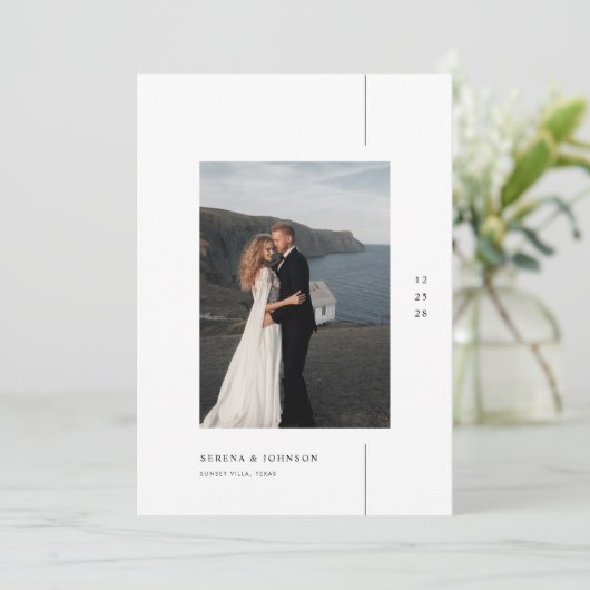 Minimalist Boho Photo Wedding Einladung (Stehend Vorderseite)