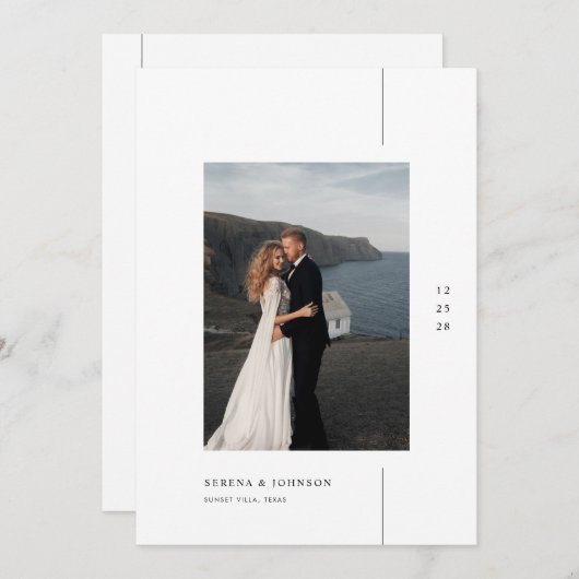 Minimalist Boho Photo Wedding Einladung (Vorne/Hinten)