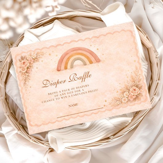 Minimalist Boho Rainbow Diapper Raffle Begleitkarte