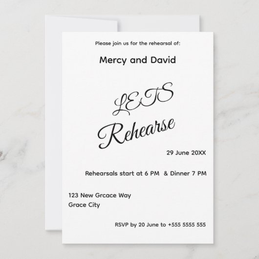 Minimalist Boho Rehearsal Invitation card (Vorderseite)