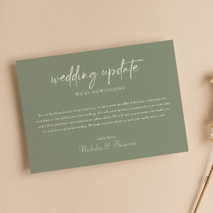 Minimalist Boho Sage Green Wedding Update Downsize Ankündigung