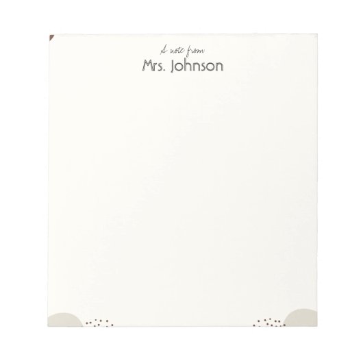 Minimalist Boho Teacher Notepad Notizblock (Vorderseite)