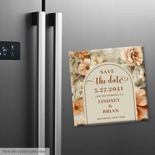 Minimalist Boho Terrakotta Beige Salbei Heiratsdat Magnet
