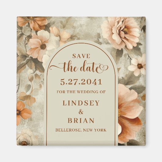 Minimalist Boho Terrakotta Beige Salbei Save Date Magnet (Vorne)