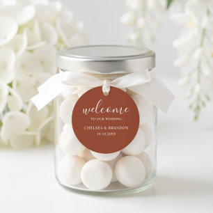 Minimalist Boho Terrakotta Orange Willkommens Hoch Runder Aufkleber