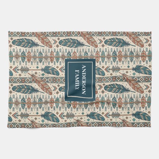 Minimalist Boho Towel Custom Name Pastel Design Geschirrtuch (Horizontal)