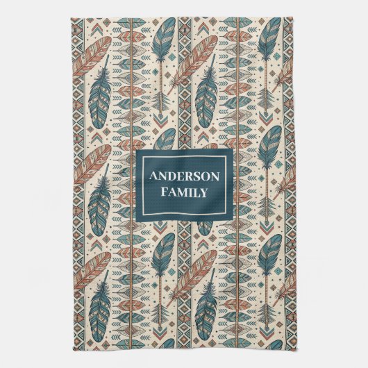 Minimalist Boho Towel Custom Name Pastel Design Geschirrtuch (Vertikal)