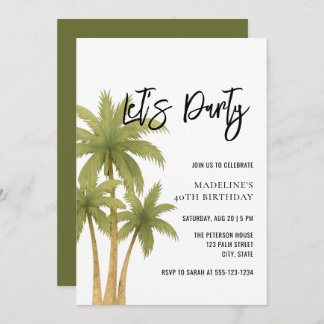 Minimalist Boho Tropical Summer Adult Birthday Einladung