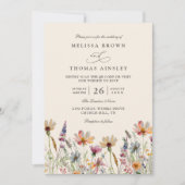 Minimalist Boho Wildflower Floral QR Code Wedding Einladung (Vorderseite)