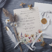 Minimalist Boho Wildflower Floral QR Code Wedding Einladung