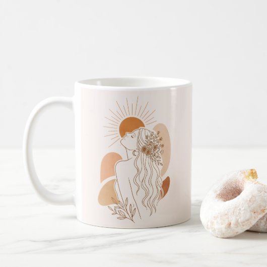Minimalist Boho Woman Art Mug Kaffeetasse (Mit Donut)