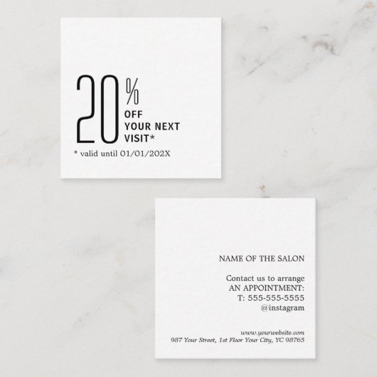 Minimalist Bold Black White Coupon (Vorne/Hinten)