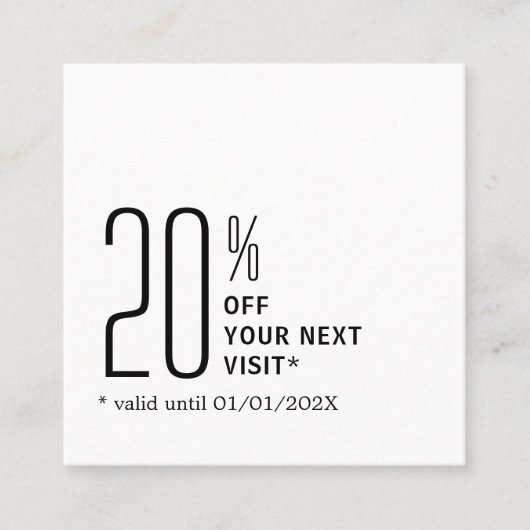 Minimalist Bold Black White Coupon (Vorderseite)