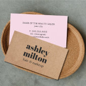 Minimalist Bold Printed Kraft Rose Hair Makeup Visitenkarte