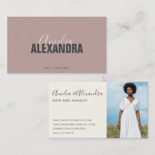 Minimalist Bold Script Boho Chic Mauve Foto  Visitenkarte