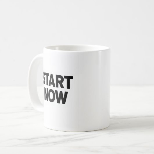 Minimalist bold start now text kaffeetasse (Vorderseite Links)