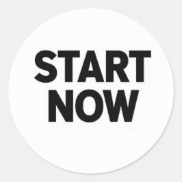 Minimalist bold start now text runder aufkleber