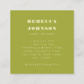 Minimalist Bold Typography Lime Green Modern Hi Quadratische Visitenkarte (Rückseite)