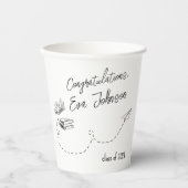 Minimalist Books & Paper Plane Graduation  Pappbecher (Vorderseite)