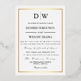 Minimalist Border Monogram Wedding Folieneinladung