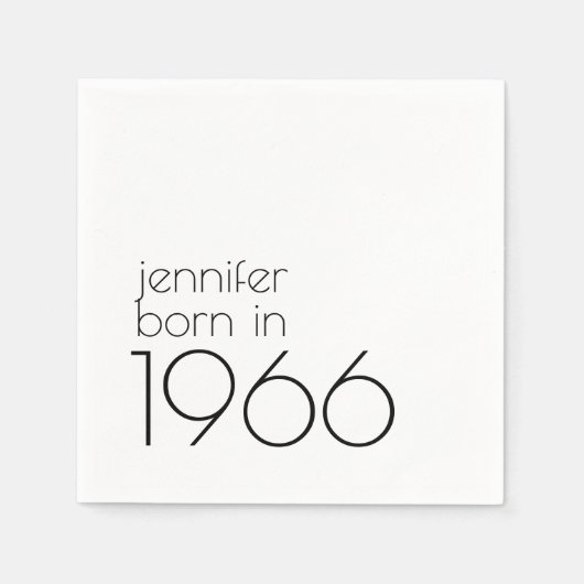 Minimalist Born in 1956 Black 60th Birthday Party Serviette (Vorderseite)
