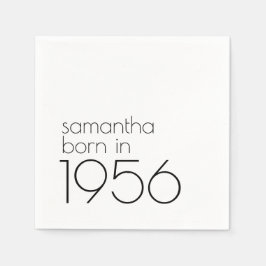 Minimalist Born in 1956 Black 70th Birthday Party Serviette