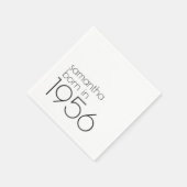 Minimalist Born in 1956 Black 70th Birthday Party Serviette (Ecke)