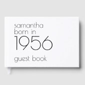 Minimalist Born in 1956 Black 70th Party Gästebuch (Vorderseite)