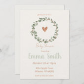 Minimalist Botanical Baby Shower Invitation Einladung (Vorne/Hinten)