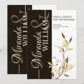 Minimalist Botanical Brown Wedding Invitation Einladung (Vorne/Hinten)